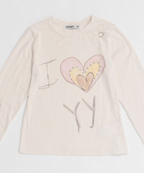 【OPEN YY】Knitted BEADED I LOVE YY TEE