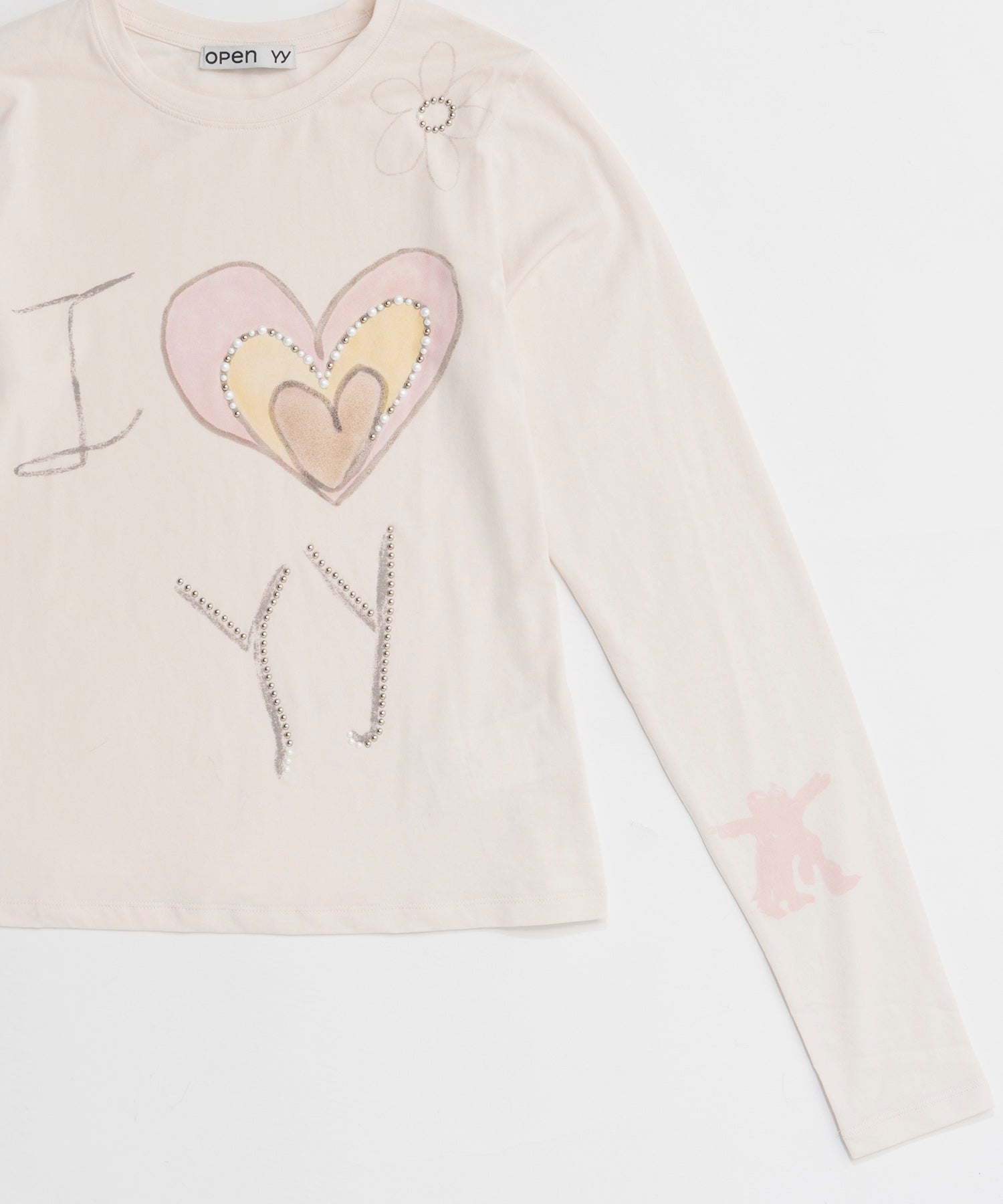 【OPEN YY】Knitted BEADED I LOVE YY TEE