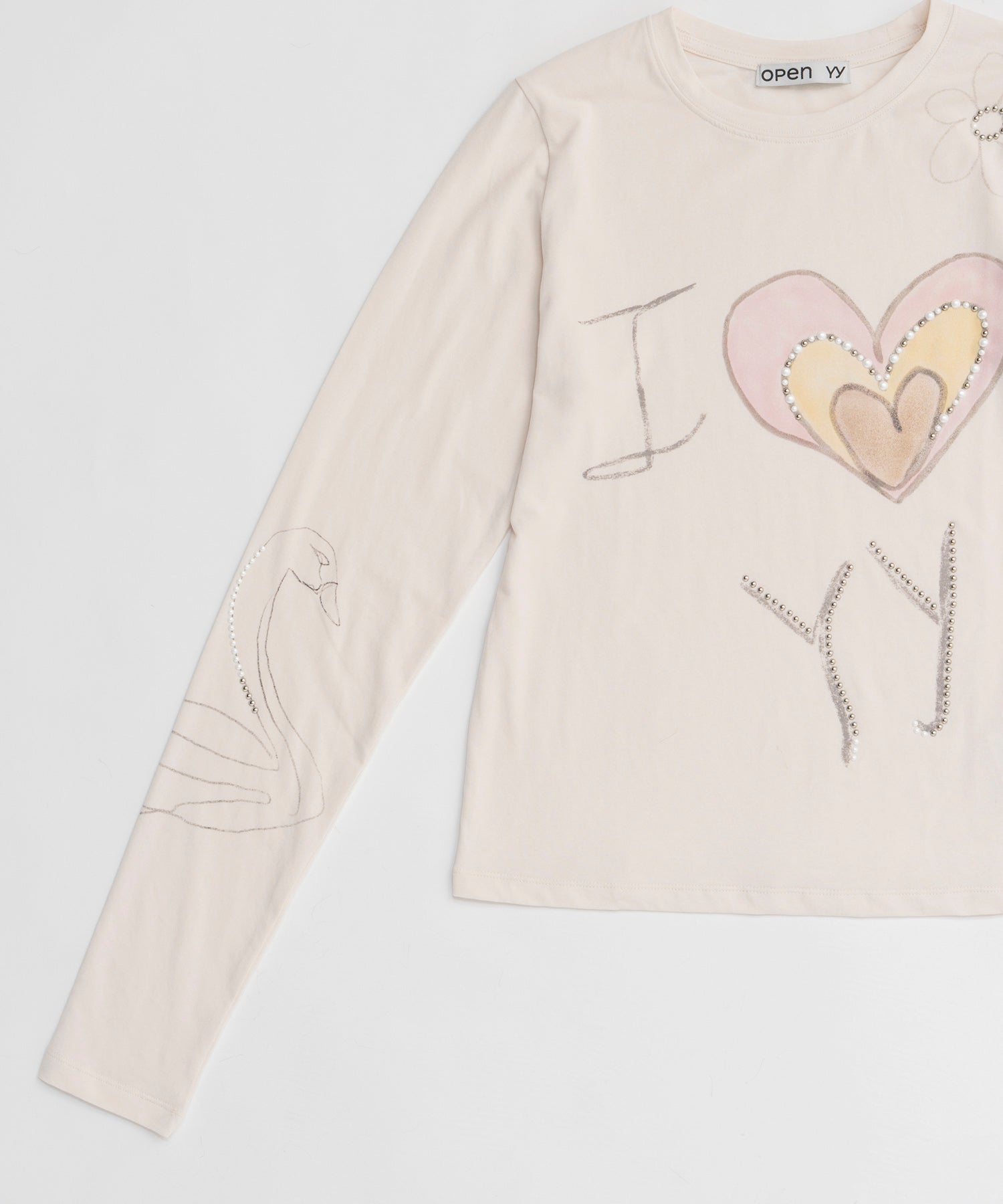 【OPEN YY】Knitted BEADED I LOVE YY TEE