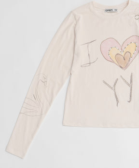【OPEN YY】Knitted BEADED I LOVE YY TEE