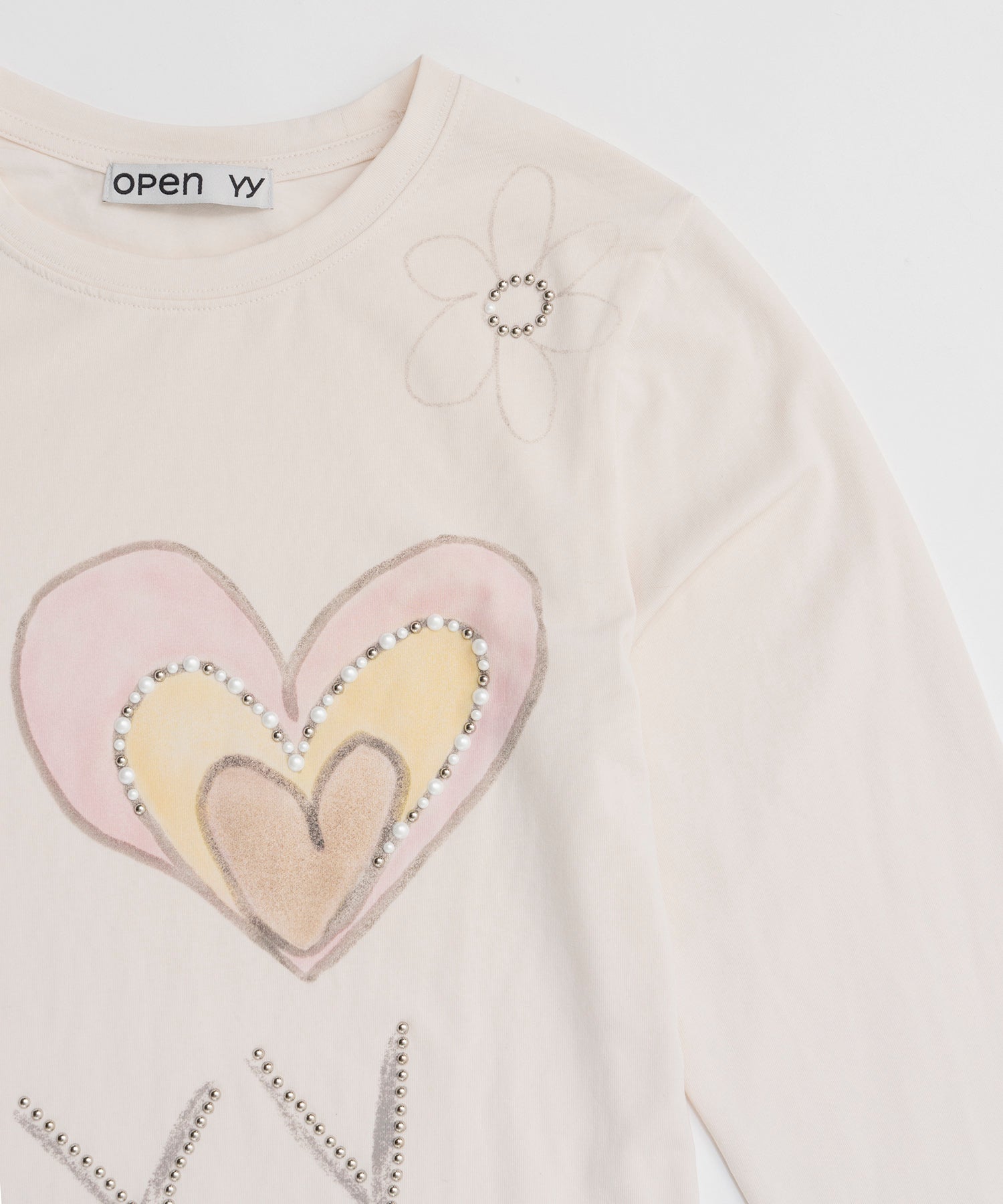 【OPEN YY】Knitted BEADED I LOVE YY TEE