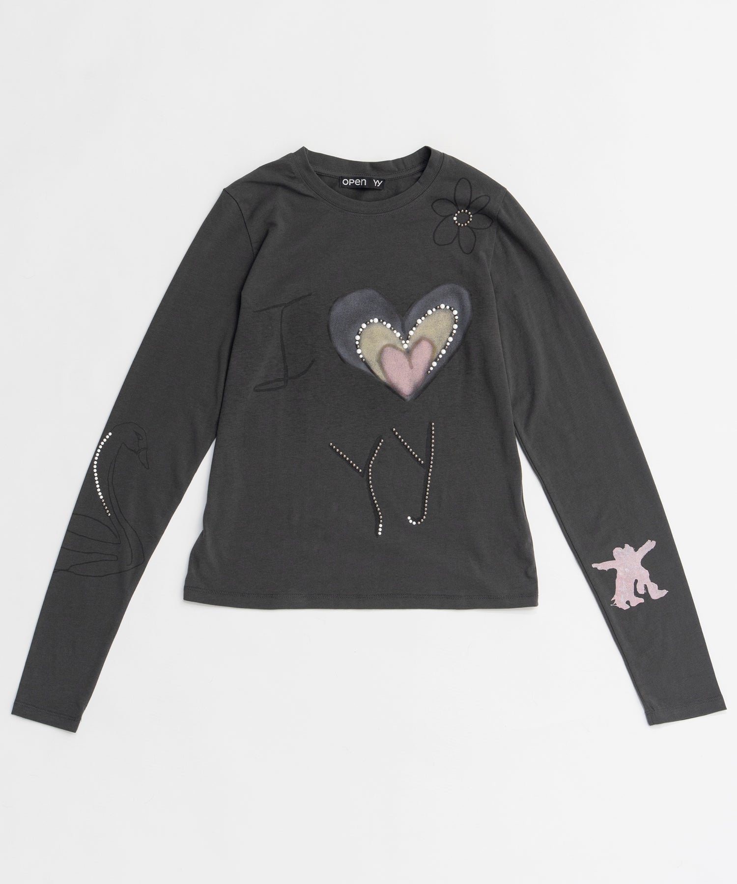 【OPEN YY】Knitted BEADED I LOVE YY TEE