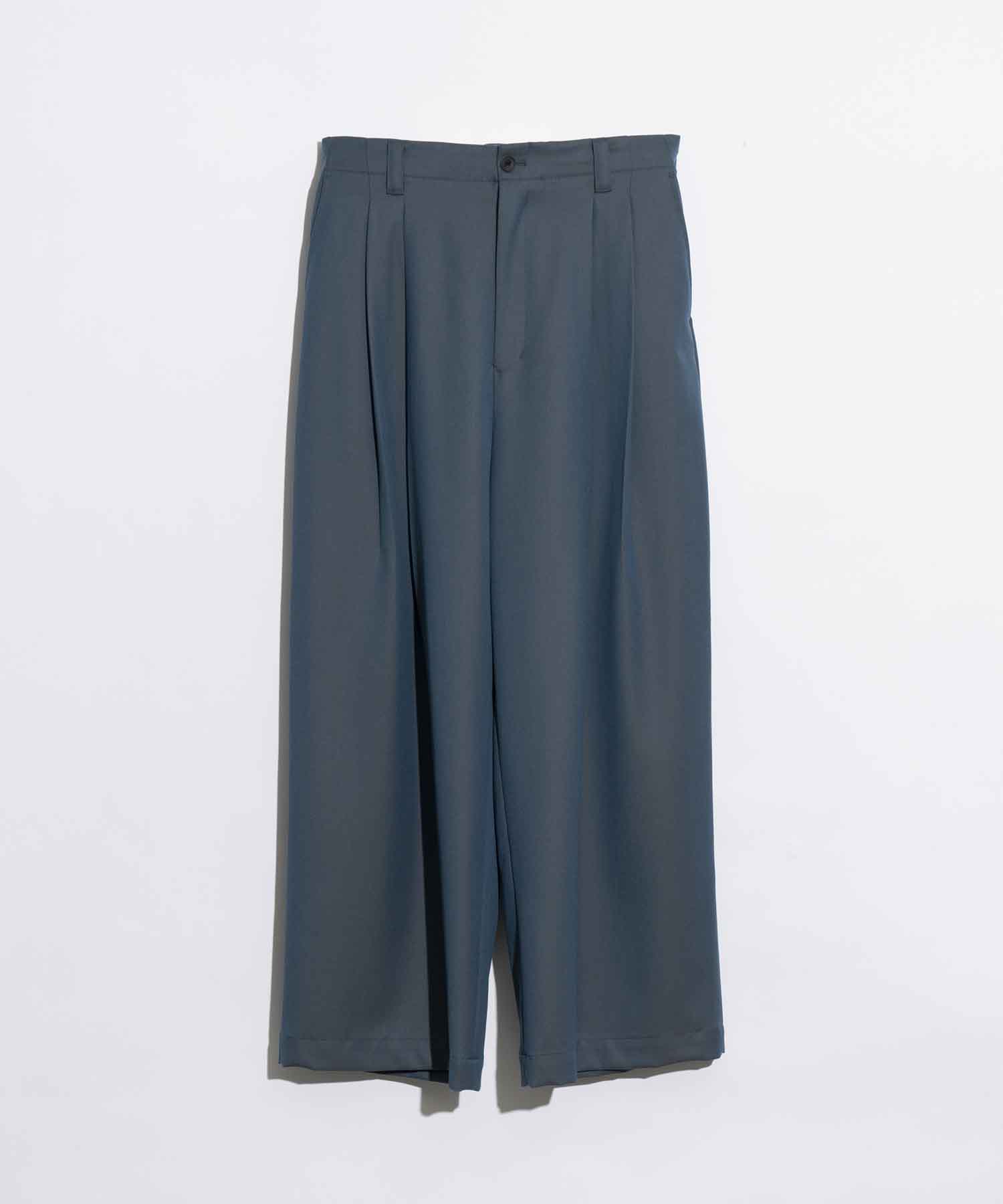 [SALE] Wool Chambray Two-Tuck Wide Pants