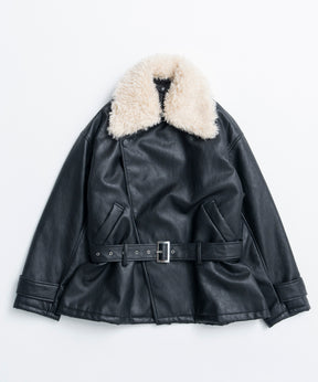 【26WINTER COLLECTION】Faux Leather Short Trench Jacket