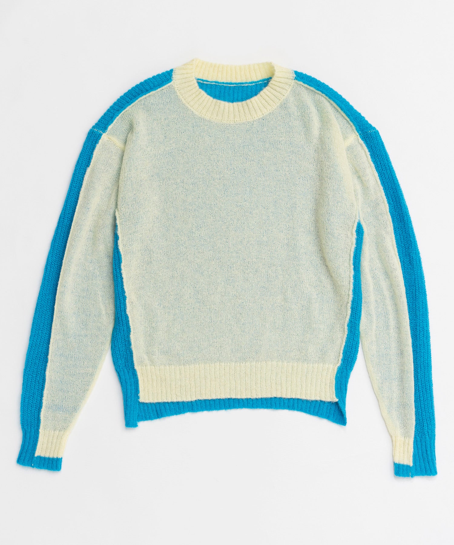 Kid Mohair Two-Tone Knit Top
