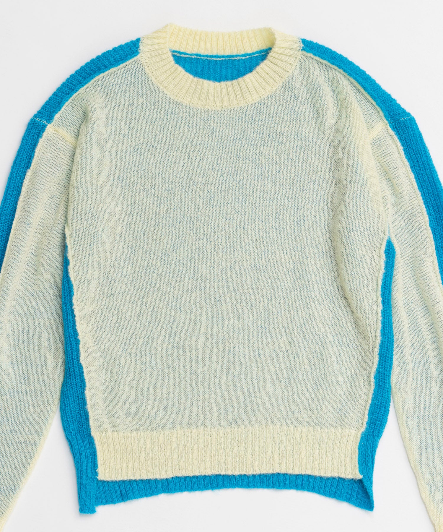 Kid Mohair Two-Tone Knit Top