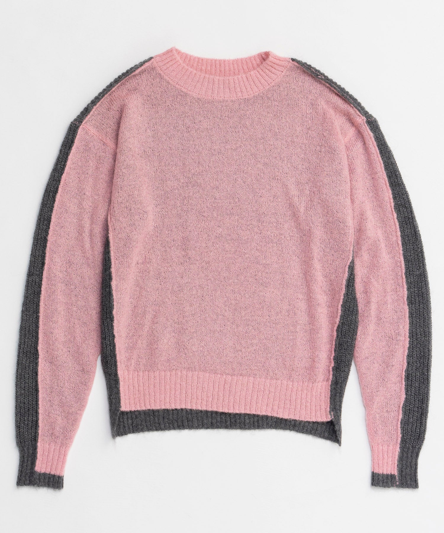 Kid Mohair Two-Tone Knit Top