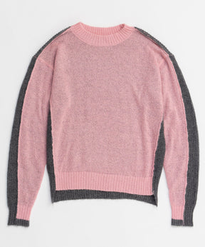 Kid Mohair Two-Tone Knit Top