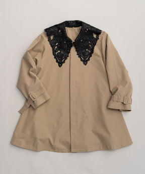 Lace Collar Tent Flare Trench Coat