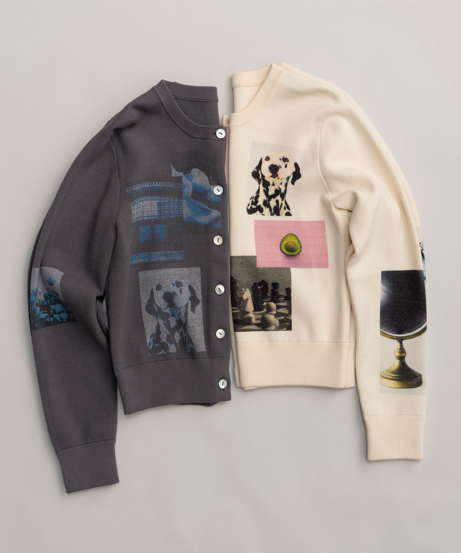 Photo Collage Compact Knit Cardigan