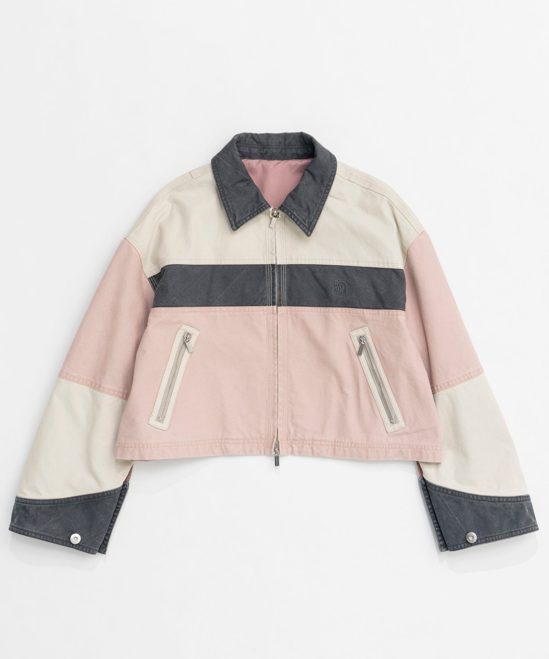 【25SPRING PRE-ORDER】Aging Processing Color Block Oxford Jacket