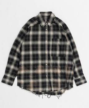 【25SPRING PRE-ORDER】Bleach Processing Plaid Pattern Shirt