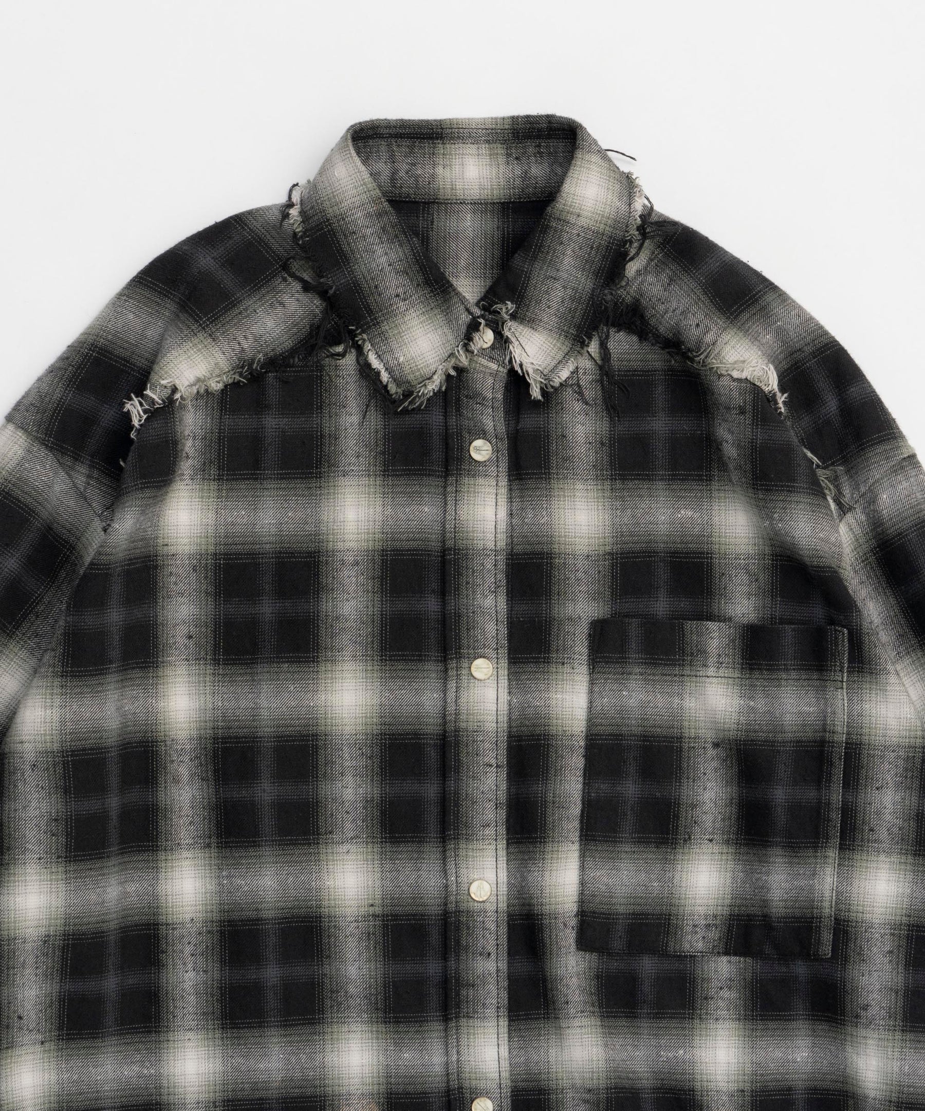 【25SPRING PRE-ORDER】Bleach Processing Plaid Pattern Shirt