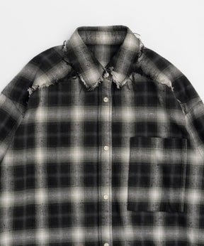 【25SPRING PRE-ORDER】Bleach Processing Plaid Pattern Shirt