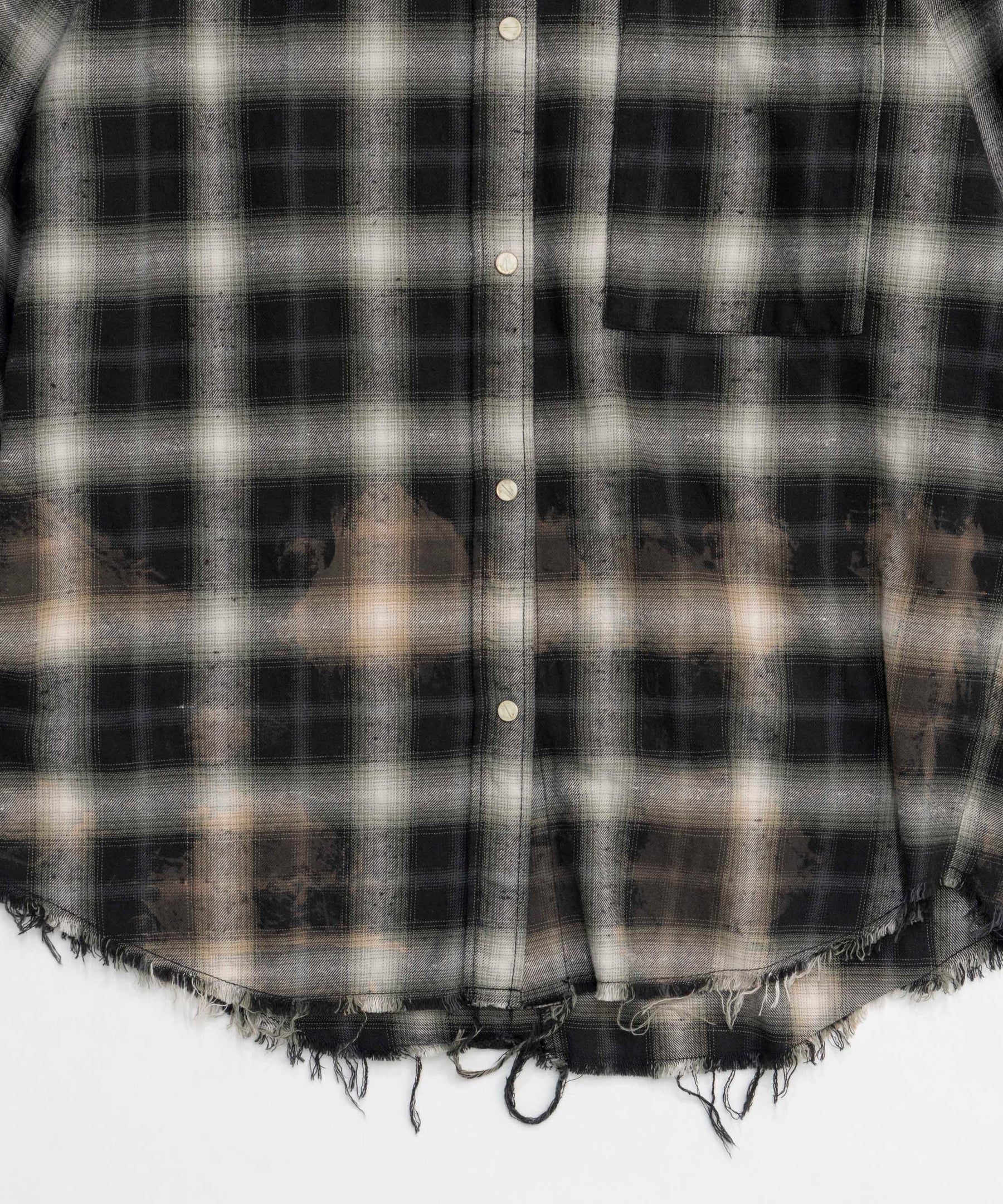 【25SPRING PRE-ORDER】Bleach Processing Plaid Pattern Shirt