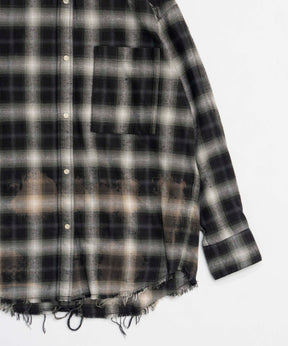 【25SPRING PRE-ORDER】Bleach Processing Plaid Pattern Shirt