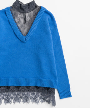 【26WINTER COLLECTION】Lace Docking Knit Top