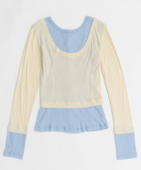 【26SPRING PRE-ORDER】2way Neck Bicolor Comfort Top