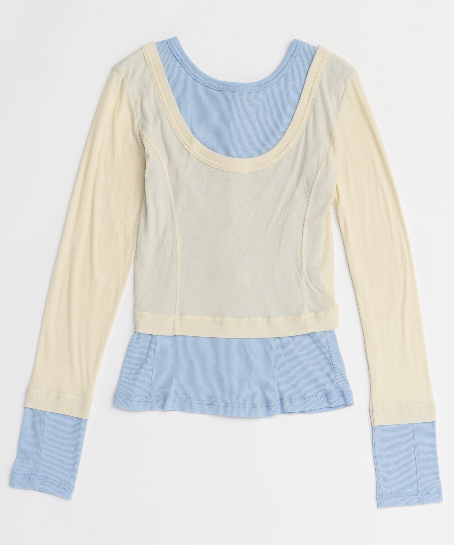 【26SPRING PRE-ORDER】2way Neck Bicolor Comfort Top