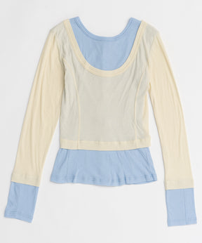 【26SPRING PRE-ORDER】2way Neck Bicolor Comfort Top