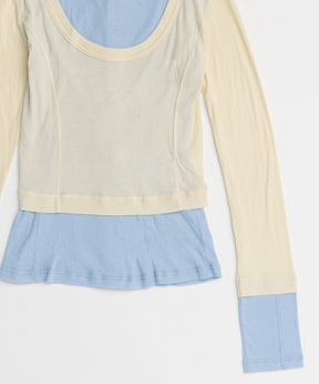 【26SPRING PRE-ORDER】2way Neck Bicolor Comfort Top