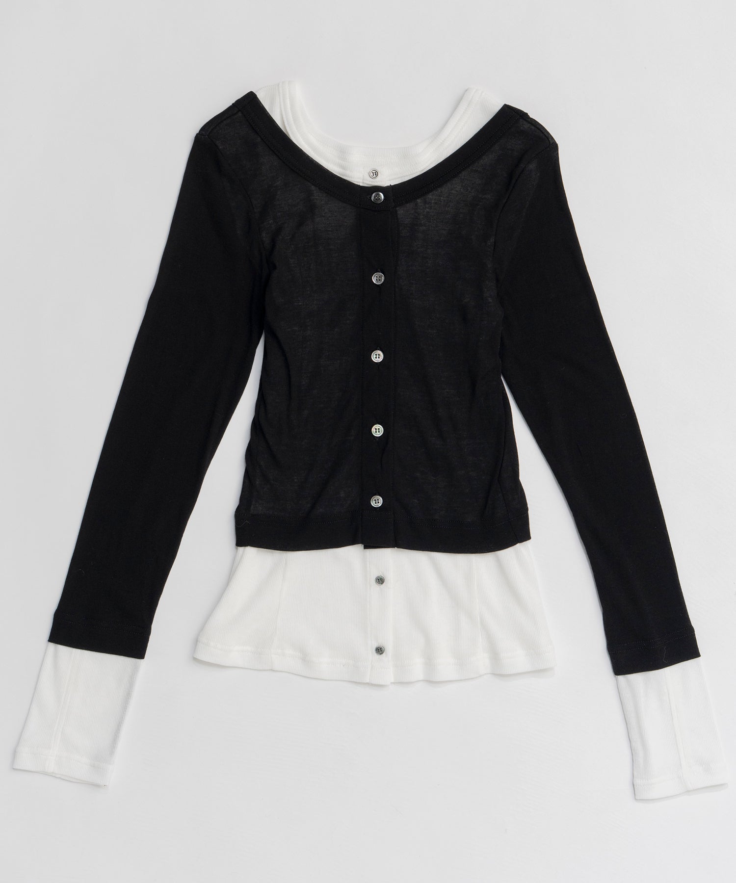 【26SPRING PRE-ORDER】2way Neck Bicolor Comfort Top