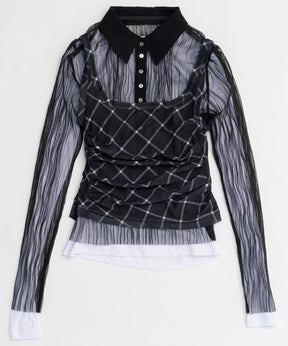 【26SPRING PRE-ORDER】Three-Piece Sheer Polo Top