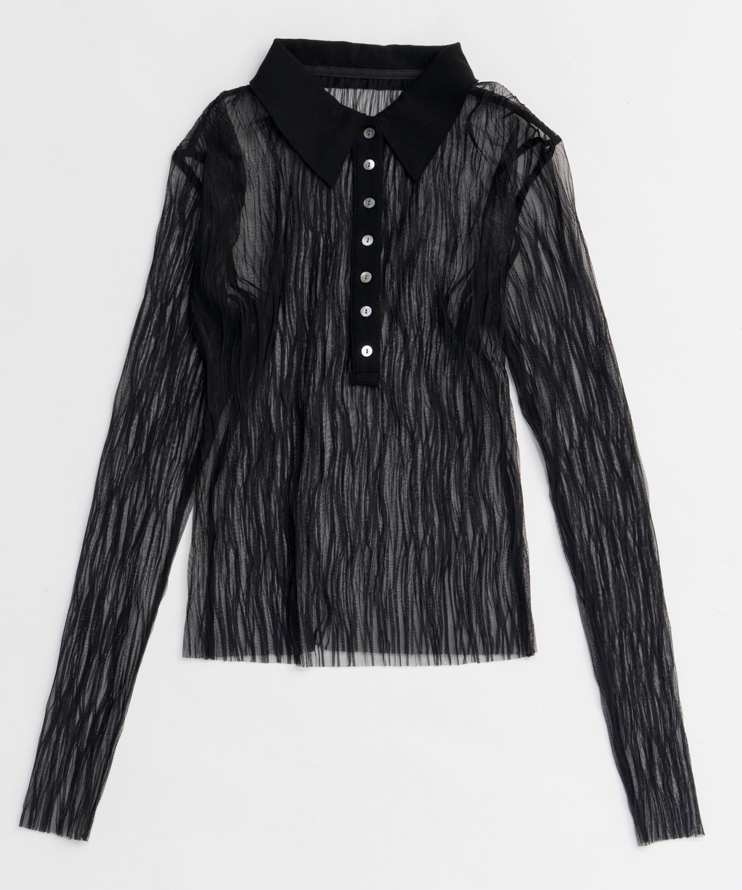 【26SPRING PRE-ORDER】Three-Piece Sheer Polo Top