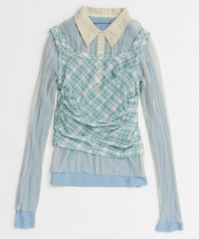 【26SPRING PRE-ORDER】Three-Piece Sheer Polo Top