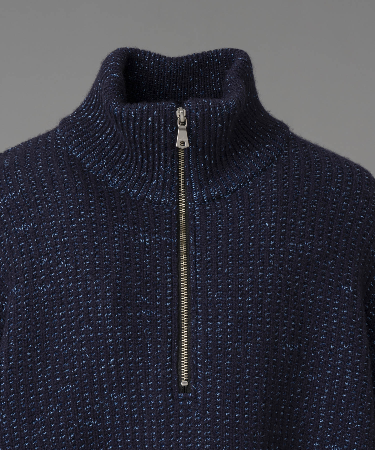 [24AW Pre-Order] Prime-Over Wool Mixed Half Zip Rib Knit Pullover