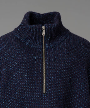 【24AW PRE-ORDER】Prime-Over Wool Mixed Half Zip Rib Knit Pullover