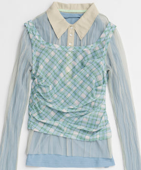 【26SPRING PRE-ORDER】Three-Piece Sheer Polo Top