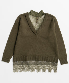 【26WINTER COLLECTION】Lace Docking Knit Top