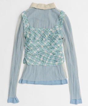【26SPRING PRE-ORDER】Three-Piece Sheer Polo Top