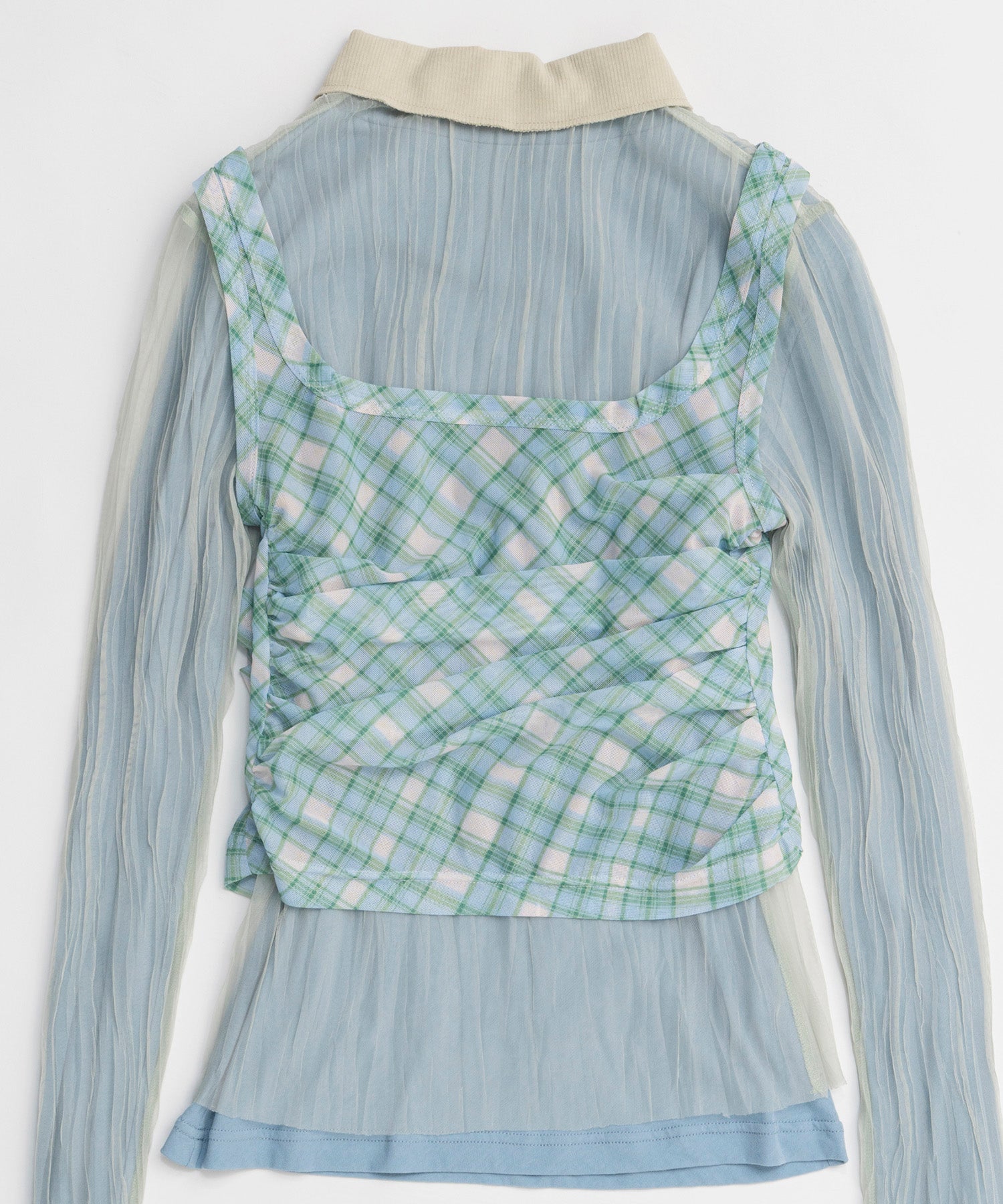 【26SPRING PRE-ORDER】Three-Piece Sheer Polo Top