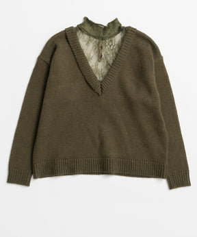 【26WINTER COLLECTION】Lace Docking Knit Top