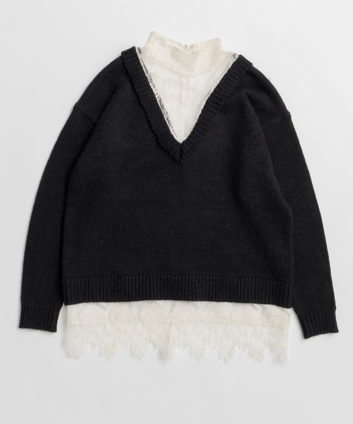 【26WINTER COLLECTION】Lace Docking Knit Top