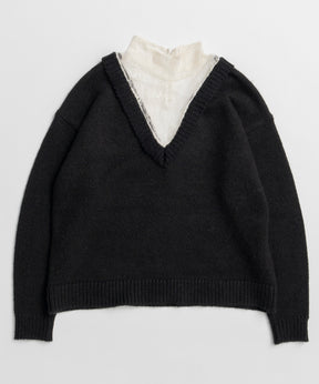 【26WINTER COLLECTION】Lace Docking Knit Top