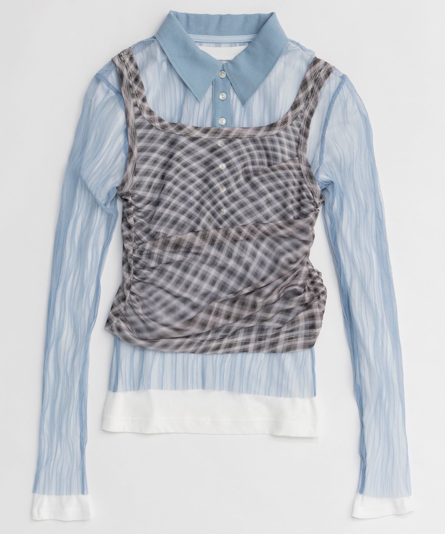 【26SPRING PRE-ORDER】Three-Piece Sheer Polo Top