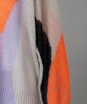 [24AW Pre-Order] Prime-Over Mohair Mixed Color Block Intarsia Knit Pullover