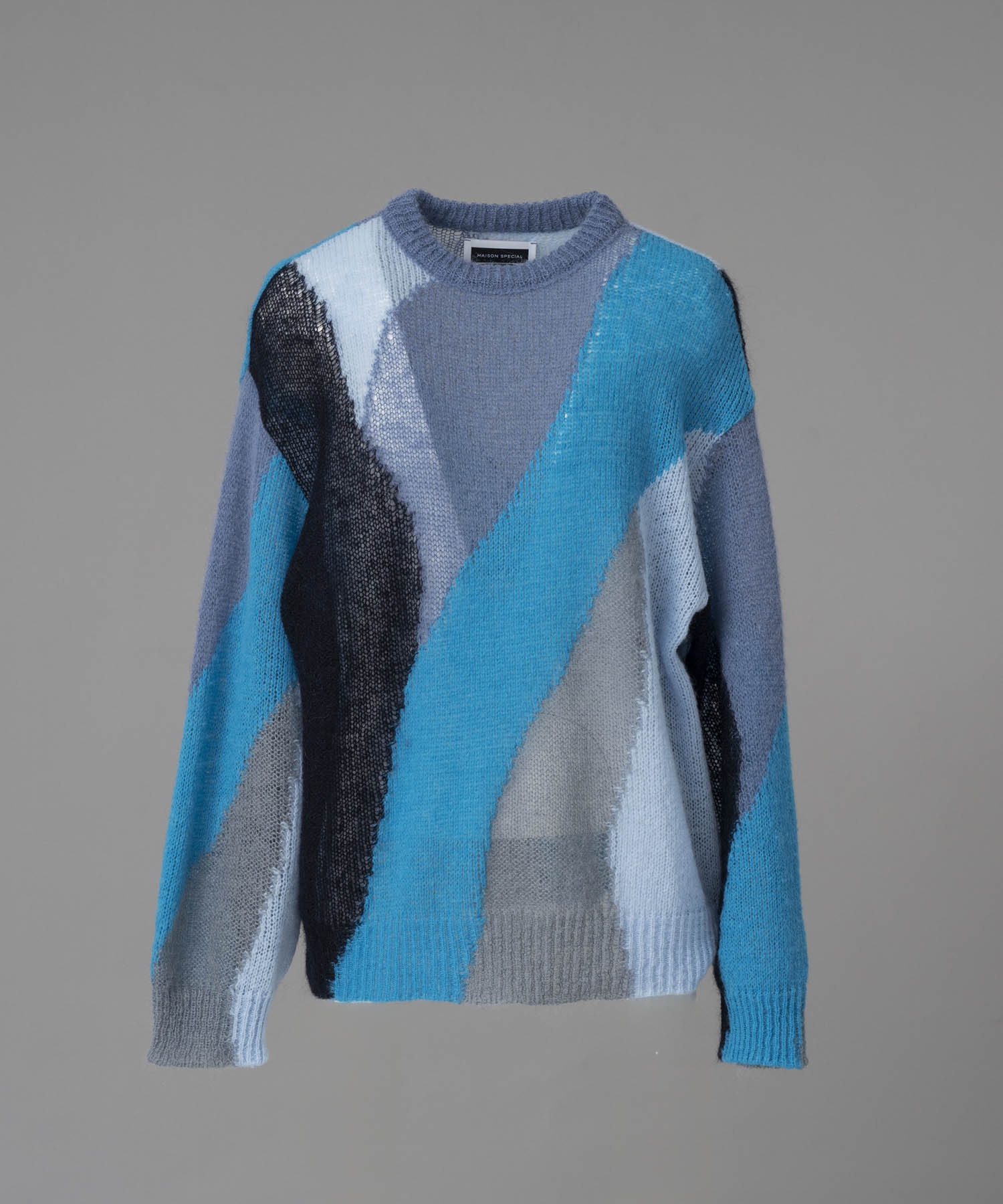 [24AW Pre-Order] Prime-Over Mohair Mixed Color Block Intarsia Knit Pullover