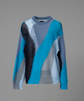 [24AW Pre-Order] Prime-Over Mohair Mixed Color Block Intarsia Knit Pullover