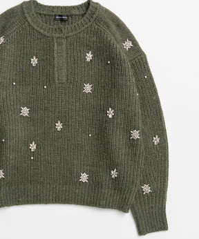 【26WINTER COLLECTION】Bijou Henley Neck Knit Top