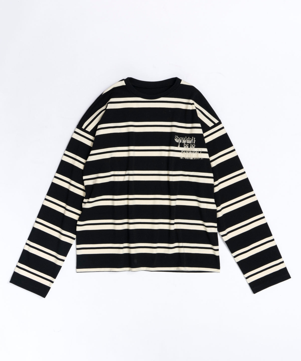 【SALE】Border Embroidery Long T-Shirts