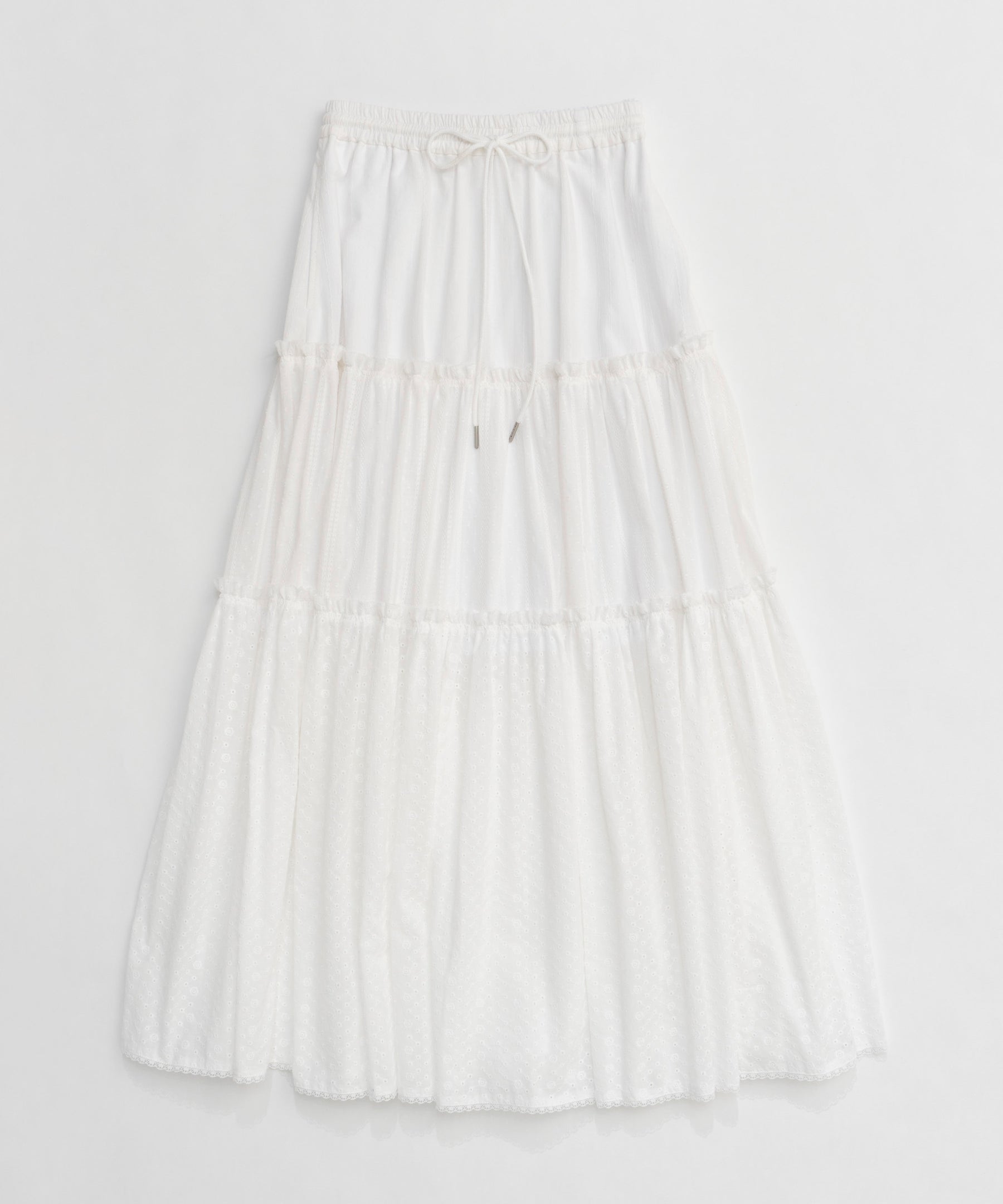 【25SPRING PRE-ORDER】Mixed Lace Tiered Skirt