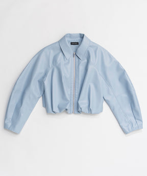 [26SPRING预购] 褶皱气球纯素皮夹克