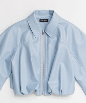 [26SPRING预购] 褶皱气球纯素皮夹克