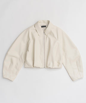 [26SPRING预购] 褶皱气球纯素皮夹克