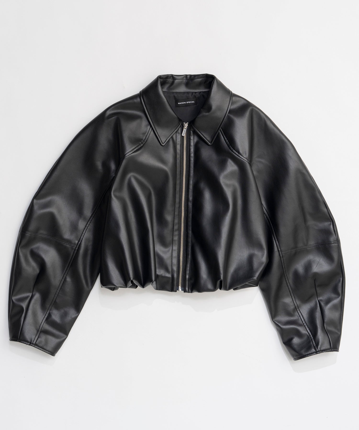 [26SPRING预购] 褶皱气球纯素皮夹克