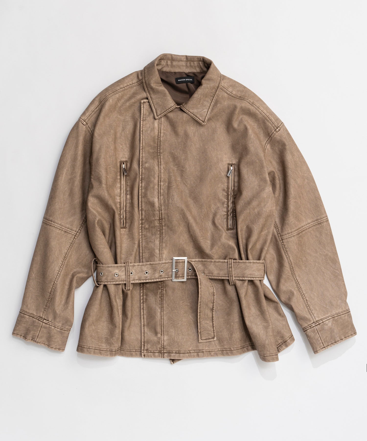 【26SPRING PRE-ORDER】Belted Faux Leather Jacket